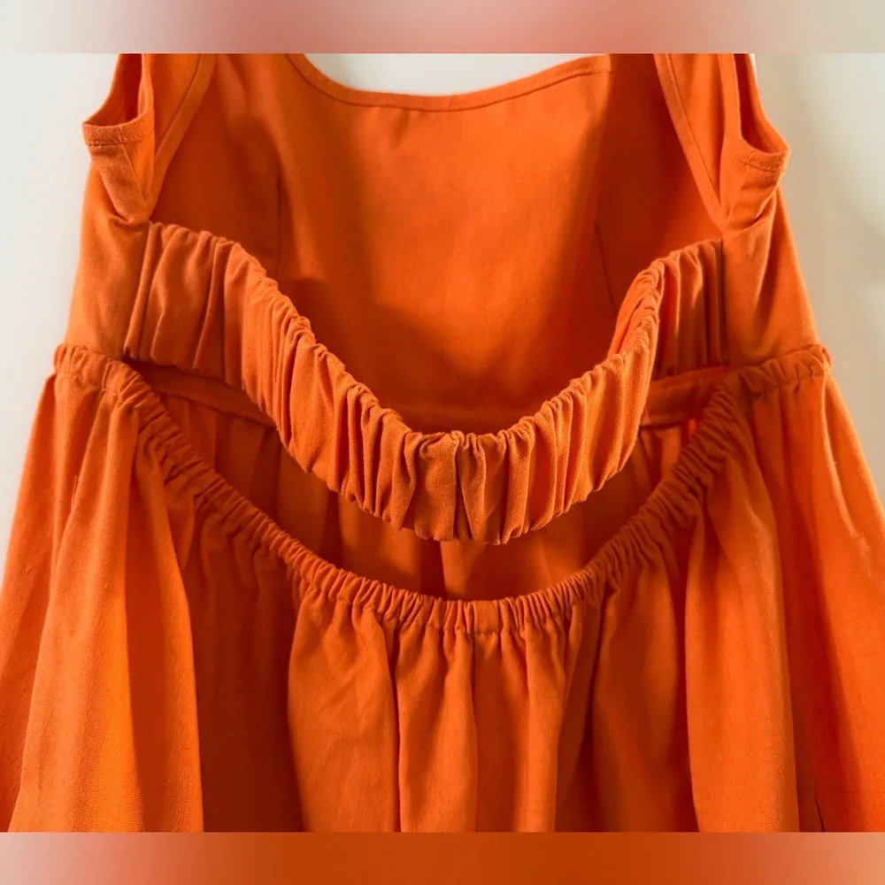 Vibrant Orange Square Neck Dress, Size M by o.p.t. - Picture 4 of 5